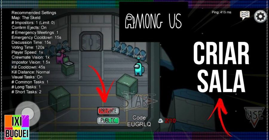 Como Criar Uma Sala No Jogo Among Us | ( Sala Privada ou Pública )