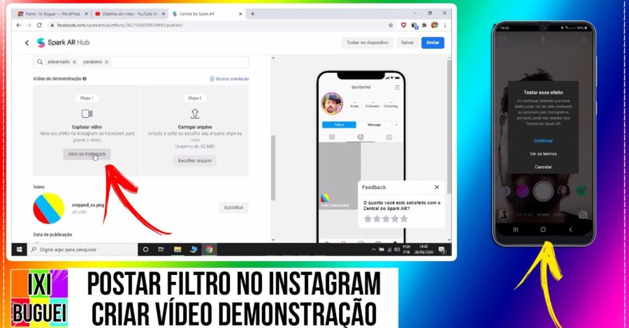 Como Postar Filtro no Instagram / Criar e Capturar Vídeo enviar Demonstração Para Aprovação