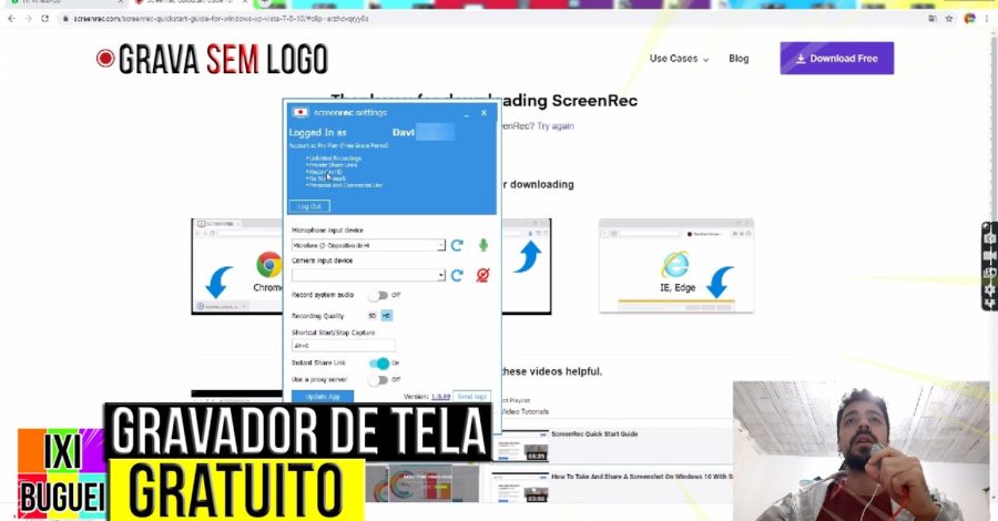 Gravador de Tela Gratuito | Ele Também Captura ( Som e Vídeo )