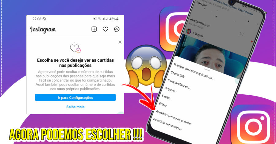 SAIU! OCULTAR E REEXIBIR NÚMERO DE CURTIDAS DO INSTAGRAM ( ESCOLHA SE VOCÊ DESEJA VER AS CURTIDAS )