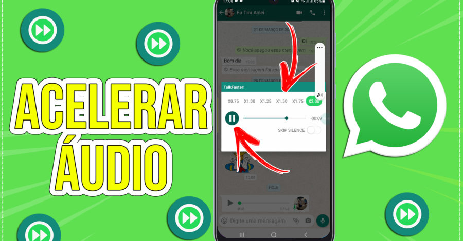 COMO ACELERAR ÁUDIO DO WHATSAPP ( OUVIR EM VELOCIDADE ACELERADA, RÁPIDA )