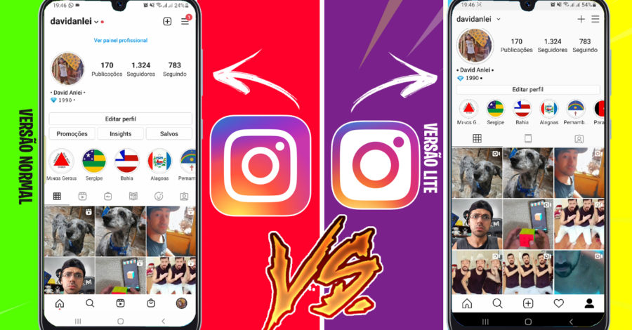 QUAL A DIFERENÇA DO INSTAGRAM LITE E INSTAGRAM NORMAL? ( VÍDEO COMPARATIVO LADO A LADO )
