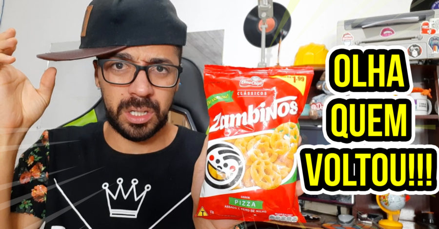 ELE VOLTOU! EXPERIMENTANDO E RELEMBRANDO O SABOR DO SALGADINHO ZAMBINOS SABOR PIZZA DA ELMA CHIPS