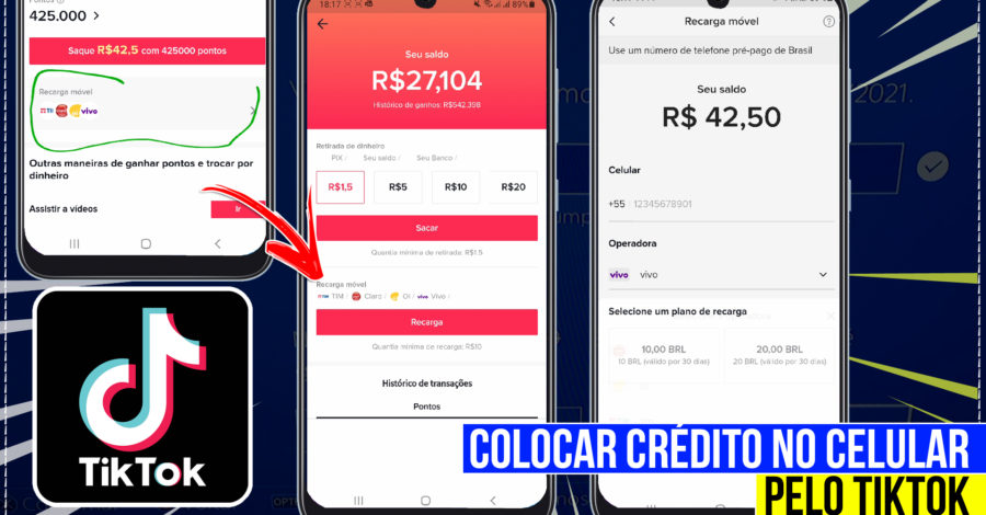 COMO RECARREGAR CELULAR COM SALDO TIKTOK