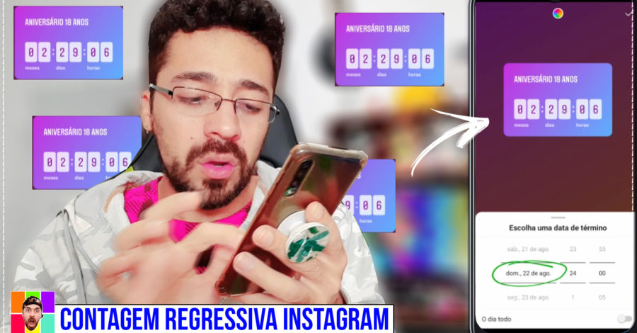 COMO COLOCAR CONTAGEM REGRASSIVA NOS STORIE INSTAGRAM / PROGRAMAR DIA E HORA CONTAGEM