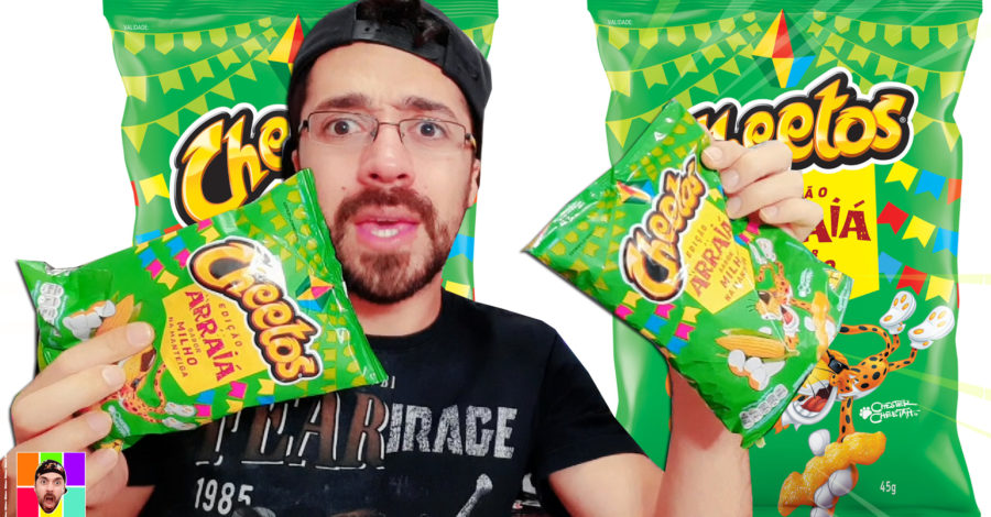 EXPERIMENTANDO CHEETOS EDIÇÃO ARRAIÁ SABOR MILHO NA MANTEIGA ( EMBALAGEM VERDE ) ELMA CHIPS