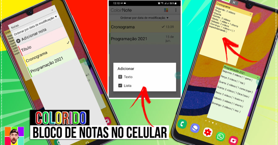 BLOCO DE NOTAS COLORIDAS PARA CELULAR ( Colocar Lembrete na tela do Celular widgets )