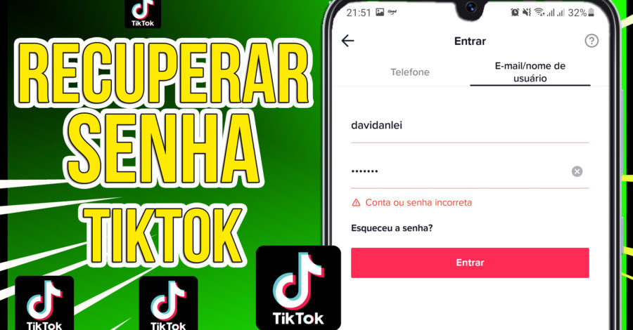 COMO RECUPERAR A SENHA DA CONTA DO TIKTOK | ESQUECI MINHA SENHA