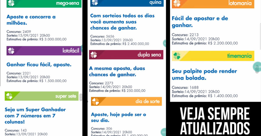 ATALHO DE COMO VER O VALOR DO PRÊMIO ACUMULADO DE TODOS JOGOS DA LOTERIA, DATA SORTEIO E CONCURSO