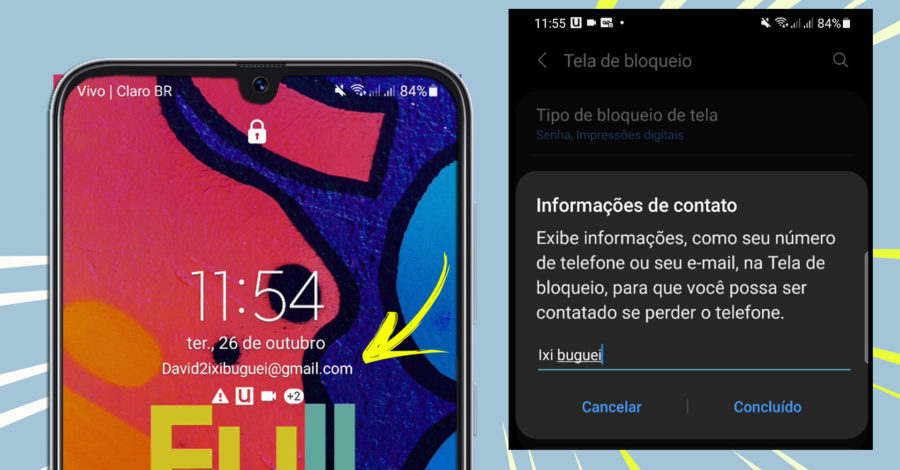 COMO COLOCAR NOME, E-MAIL, FRASE OU TELEFONE APARECENDO NA TELA DE BLOQUEIO DO CELULAR