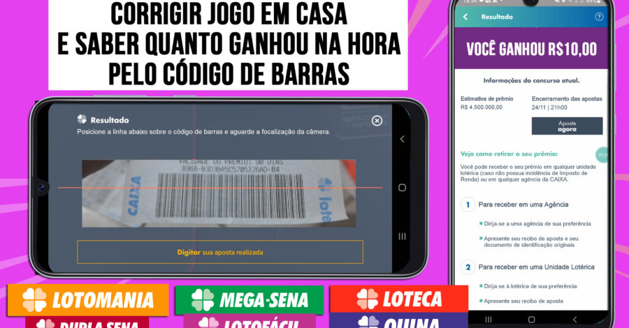 LEITOR DE JOGOS DA LOTERIA – CORRIGIR EM CASA PELO CÓDIGO DE BARRAS E SABER PRÊMIO NA HORA