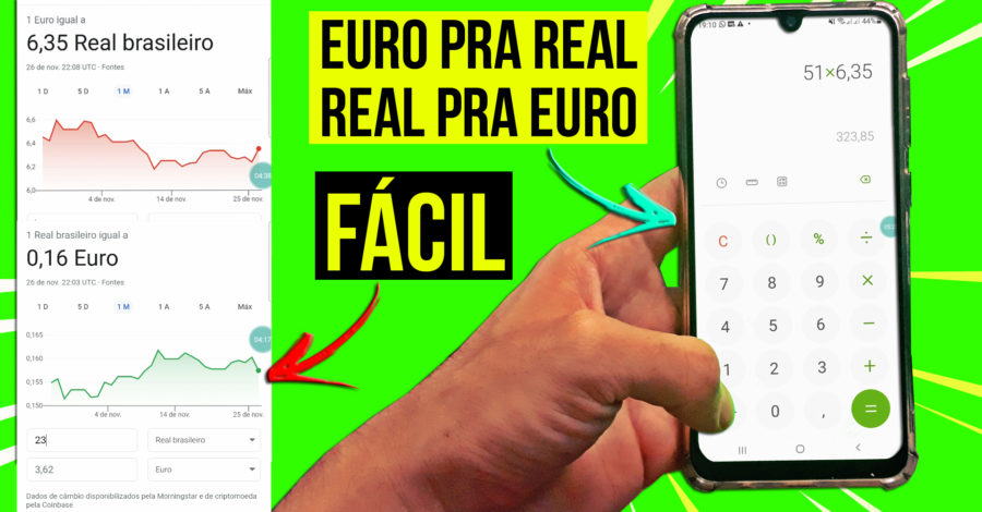 COMO CONVERTER REAL PRA EURO ONLINE E PELA CALCULADORA