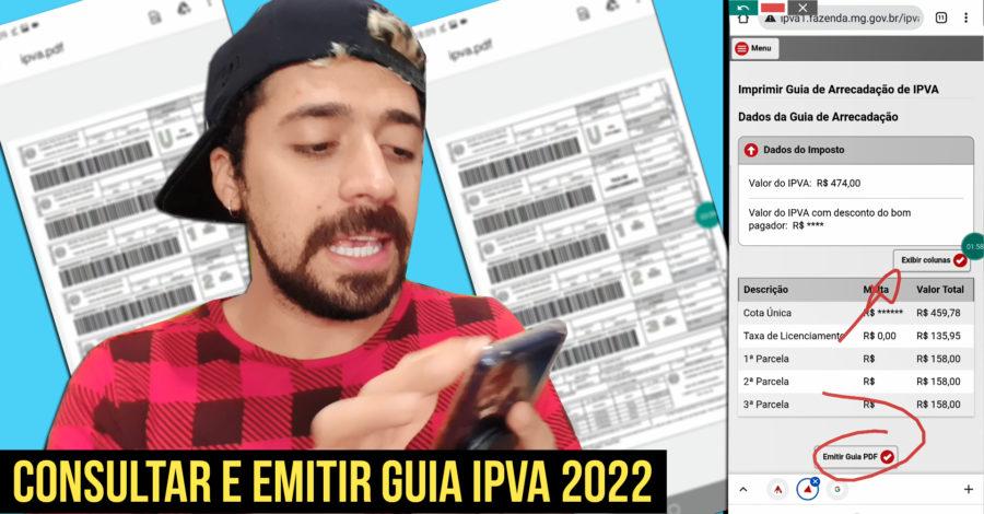 CONSULTAR IPVA 2022 E EMITIR GUIA DE PAGAMENTO  | VALOR A PAGAR COTA ÚNICA / PARCELAS – DETRAN MG