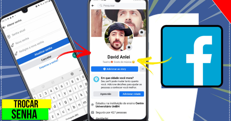 COMO MUDAR A SENHA DO FACEBOOK ( COLOCAR UMA NOVA SENHA E ALTERAR A ANTIGA )