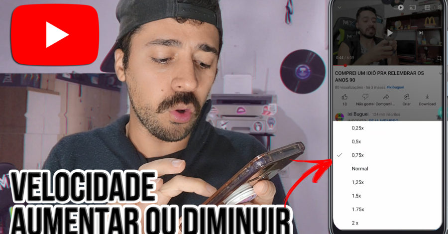 COMO AUMENTAR OU DIMINUIR VELOCIDADE DO VÍDEO DO YOUTUBE, VÍDEO LENTO OU RÁPIDO PELO CELULAR