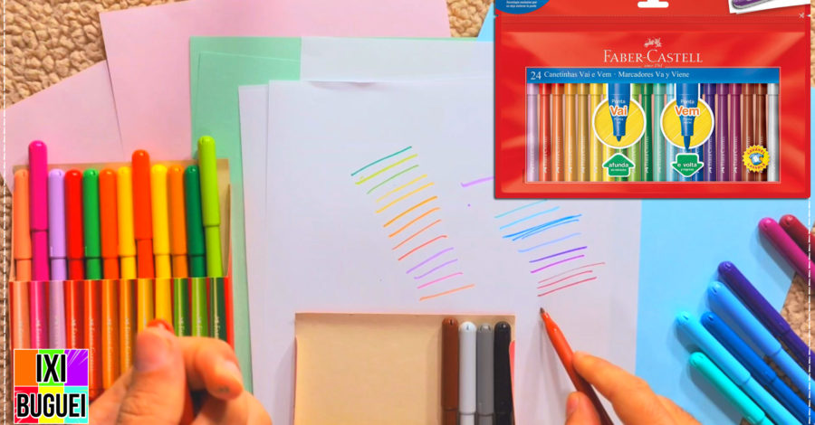 TESTANTO AS CORES DAS CANETINHAS VAI E VEM DA FABER CASTELL 24 CORES