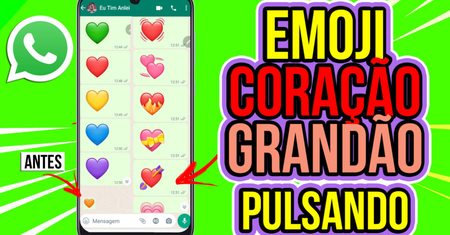 NOVA ATUALIZAÇÃO DO WHATSAPP TRAZ VÁRIOS EMOJIS DE CORAÇÕES GRANDES QUE SE MOVEM TIPO GIF