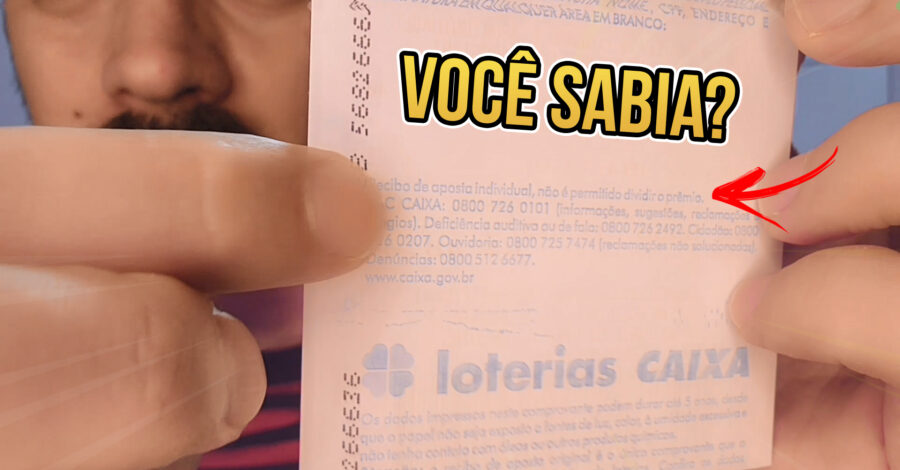 RECIBO DE APOSTA INDIVIDUAL NÃO É PERMITIDO DIVIDIR O PRÊMIO DA LOTERIA