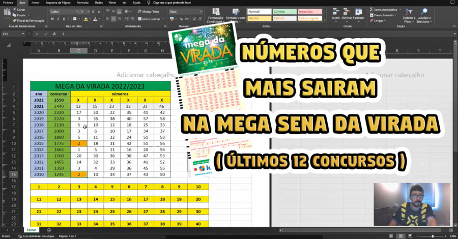 FIZ UM LEVANTAMENTO DOS NÚMEROS QUE MAIS SAIRAM NA MEGA SENA DA VIRADA ( Últimos 12 concursos )