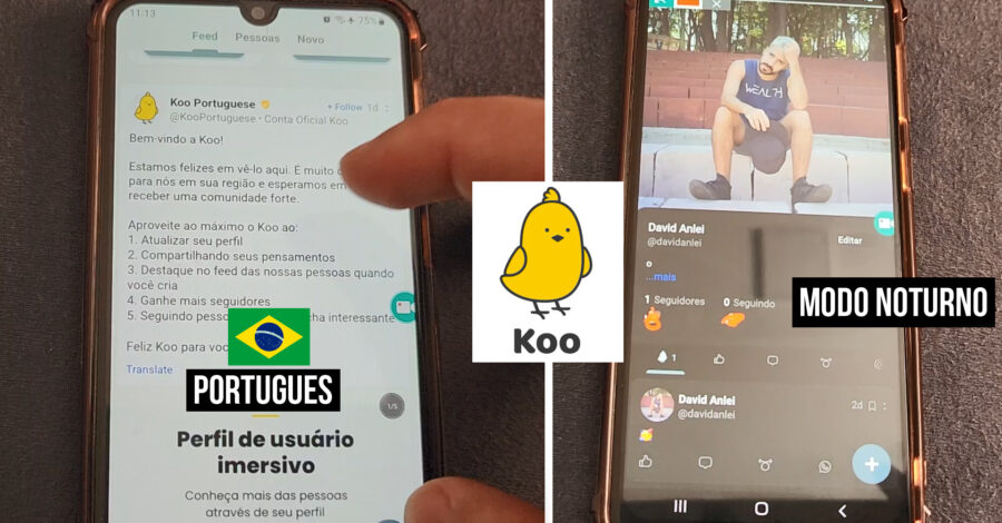 COMO COLOCAR O APP KOO EM PORTUGUÊS | COMO COLOCA TEMA MODO NOTURNO