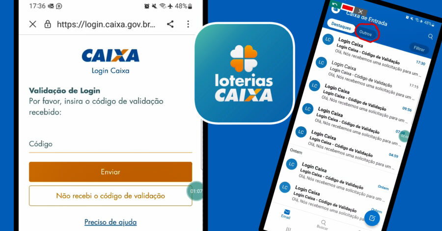 APP LOTERIAS CAIXA : CÓDIGO DE VALIDAÇÃO NÃO NOTIFICA, NÃO APARECE NA BARRA DE STATUS