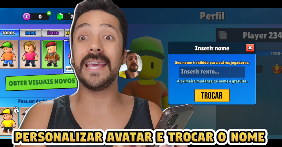 COMO PERSONALIZAR AVATAR E TROCAR O NOME NICKNAME – STUMBLE GUYS