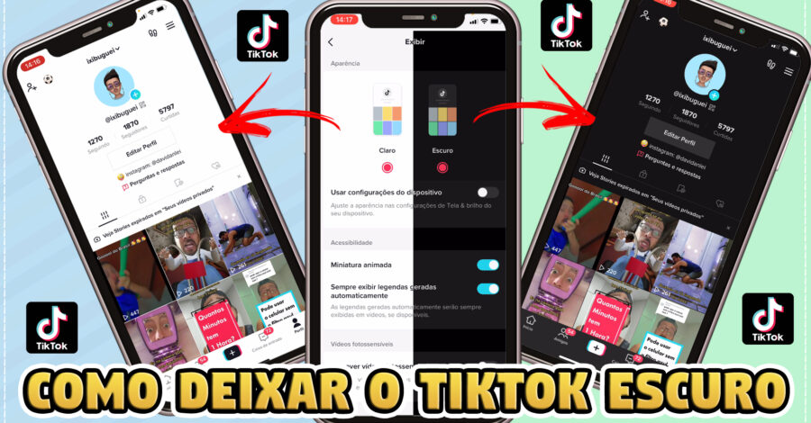 FICOU LINDO: COMO COLOCAR O TIKTOK TEMA ESCURO ( Modo Noturno ) no Iphone