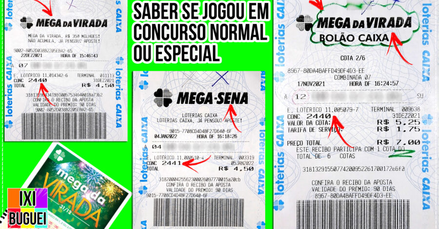 COMO SABER SE JOGUEI EM CONCURSO NORMAL OU CONCURSO ESPECIAL DA MEGA SENA DA VIRADA