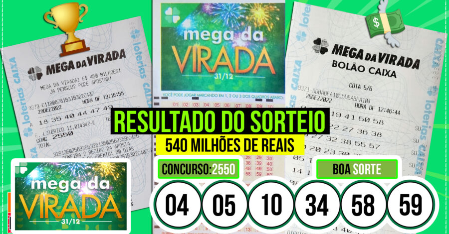 🍀 SAIU! RESULTADO DO SORTEIO DA MEGA SENA DA VIRADA 540 MILHÕES LOTERIA FEDERAL CONCURSO 2550