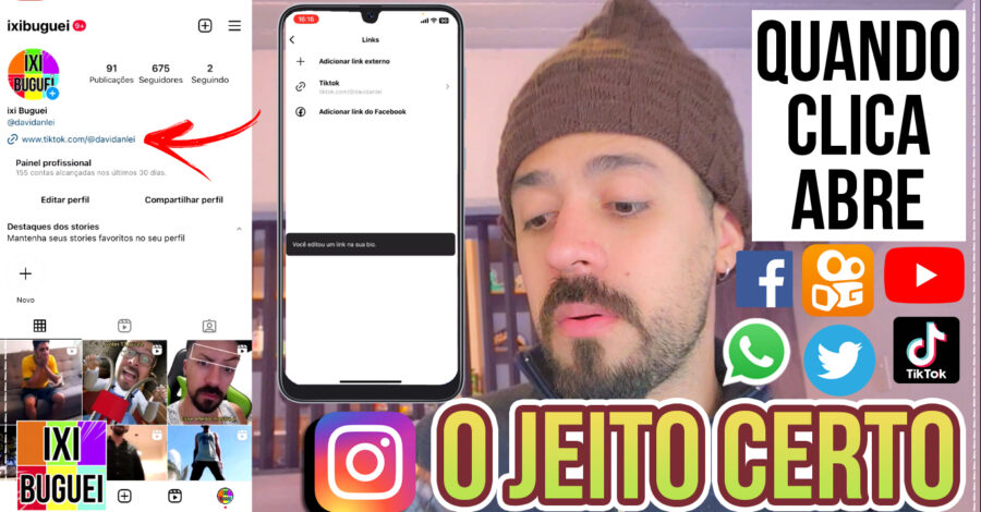 INSTAGRAM: Colocar link clicavel de facebook, tiktok, youtube ou outros do jeito certa no Perfil bio