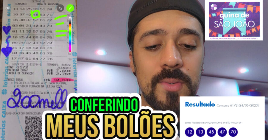 🍀 QUINA DE SÃO JOÃO : CONFERINDO SE GANHEI ALGO NOS MEUS BOLÕES DA LOTERIA