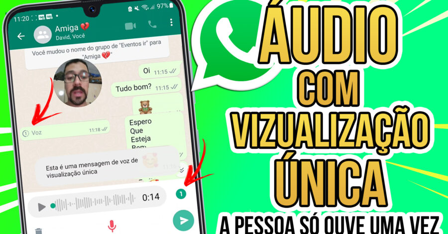 SAIU! 😱 COMO ENVIAR ÁUDIO COM VISUALIZAÇÃO ÚNICA NO WHATSAPP ( pra pessoa ouvir somente uma vez )