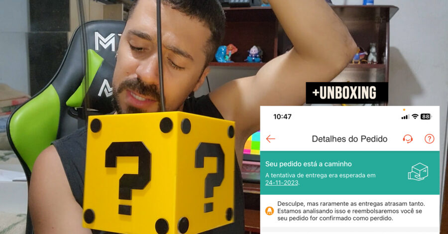 RECEBI MEU PRODUTO ATRASADO DA SHOPEE PELA PRIMEIRA VEZ + UNBOXING LUMINÁRIA BLOCO SUPER MÁRIO