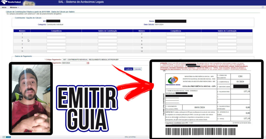 COMO EU FIZ PRA EMITIR BOLETO GPS ATRASADO INSS PARA PAGAMENTO