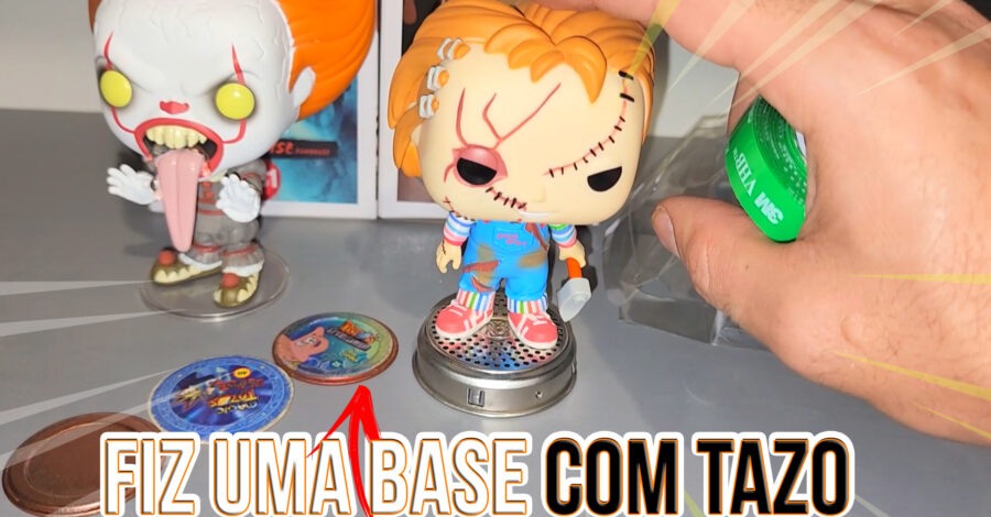 FIZ UMA BASE DE FUNKO POP COM TAZO 😱 COMO CRIAR UMA BASE PRA ELE FICAR DE PÉ COM COISAS FÁCEIS
