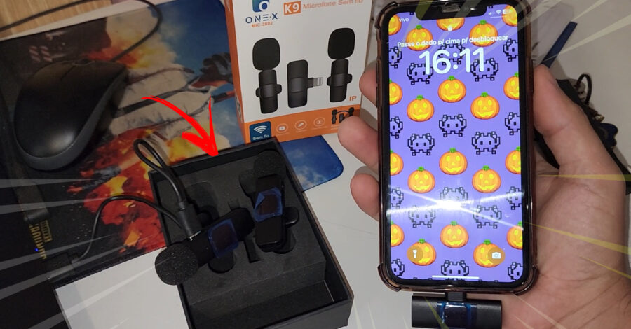 TESTE +UNBOXING DO MICROFONE DE LAPELA SEM FIO PARA IPHONE K9 ONEX MIC-2802 – ÁUDIO ÓTIMO