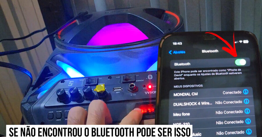CELULAR NÃO CONECTA DE JEITO NENHUM NA CAIXA DE SOM, NÃO APARECE BLUETOOTH