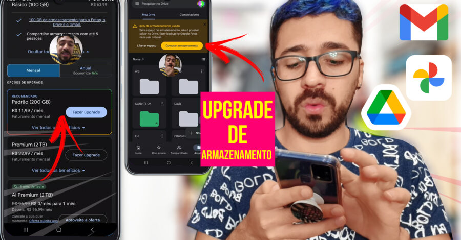 COMO FAZER UPGRADE DE PLANO GOOGLE DRIVE | FOTOS | GMAIL ( Aumentar armazenamento )