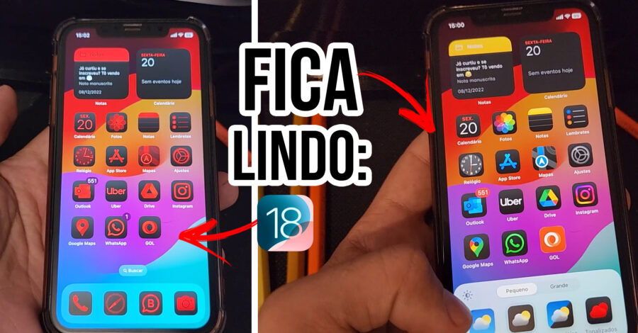 COMO COLOCAR TODOS ÍCONES DO IPHONE PRETOS, VERMELHO TONALIZADO… GRANDES OU PEQUENOS