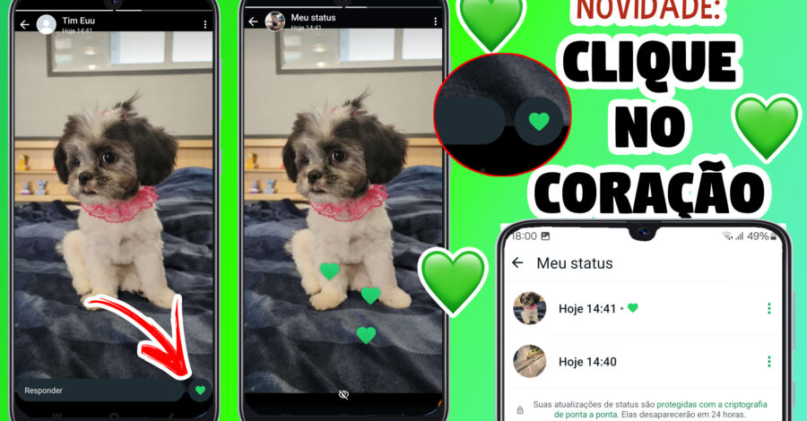 💚 NOVIDADE WHATSAPP CLIQUE NO CORAÇÃO: CURTIDAS NOS STATUS DO WHATSAPP