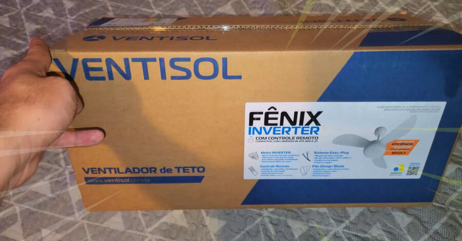 🎐 UNBOXING DO Ventilador de Teto Ventisol Fênix Branco Inverter, 6 Velocidades COM CONTROLE REMOTO