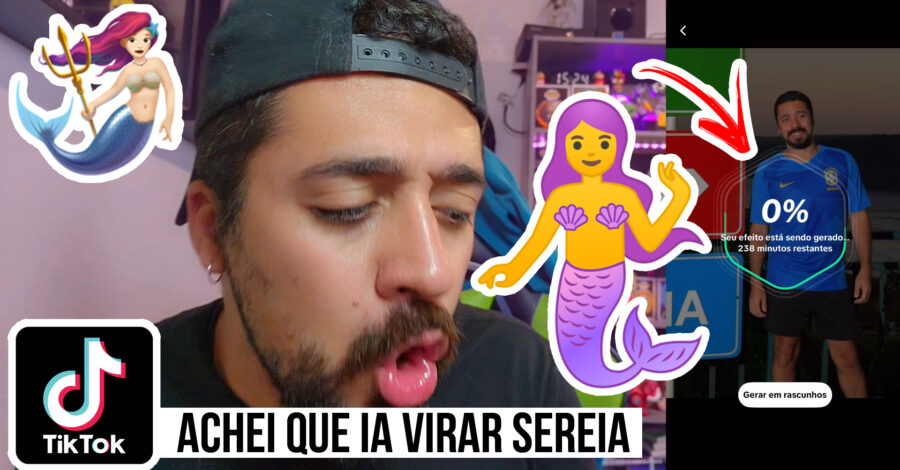 🧜🏻‍♀️ ACHEI QUE IA FICAR LINDO DE SEREIA… MAS O EFEITO NEM CARREGOU! 😂