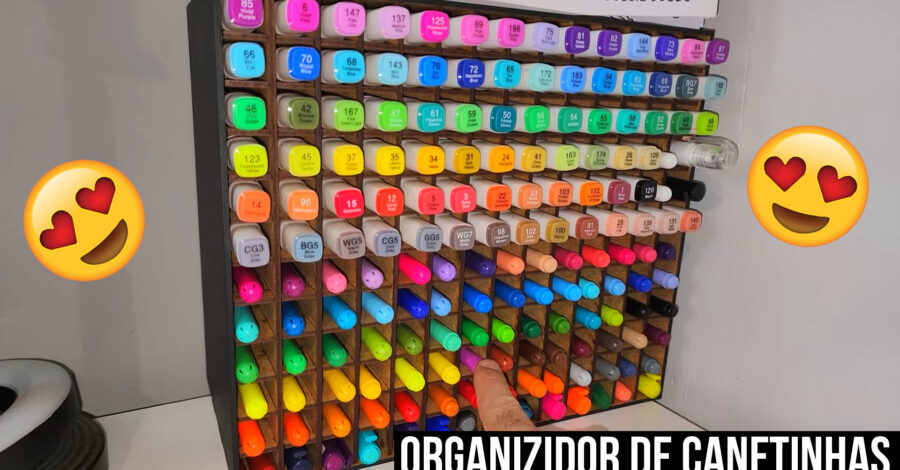🎨 MOSTRANDO COMO É O NICHO ORGANIZADOR DE CANETAS MARCADORES ( MDF ) 168 REPARTIÇÕES DA SHOPEE