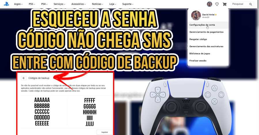 🎮 ESQUECEU A SENHA? COMO ENCONTRAR E USAR OS CÓDIGOS DE BACKUP DA CONTA PLAYSTATION