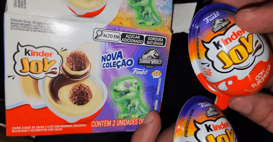 ABRINDO CAIXA DE KINDER JOY NOVA COLEÇÃO FUNKO JURASSIC WORLD