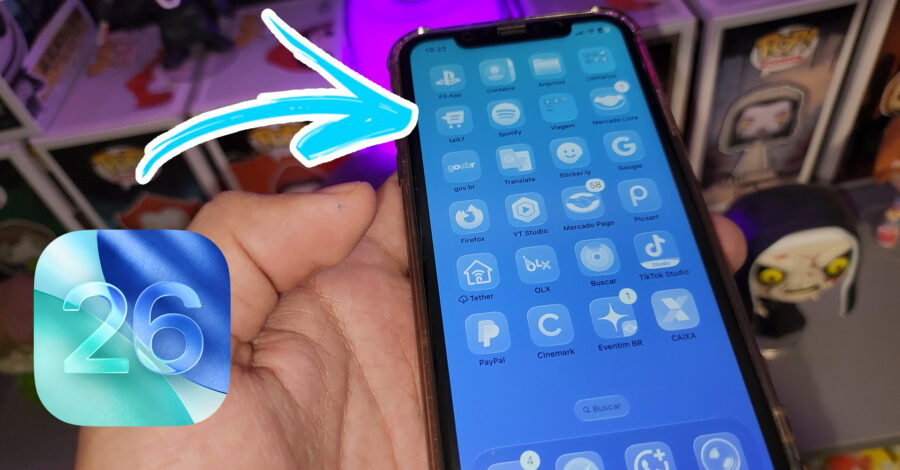 COMO PERSONALIZAR OS ÍCONES DO IPHONE PARECENDO TIPO VIDRO ( TRANSLÚCIDO ) IOS 26