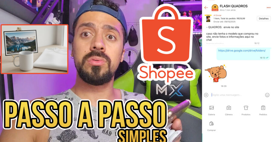 Como Enviar Foto ou Arte para o Vendedor na Shopee (Pelo Celular) no chat ou pelo drive