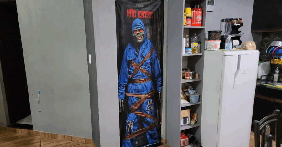 🎃 Essa CAPA DE PORTA ficou assustadora demais! Decoração de HALLOWEEN que comprei na Shopee