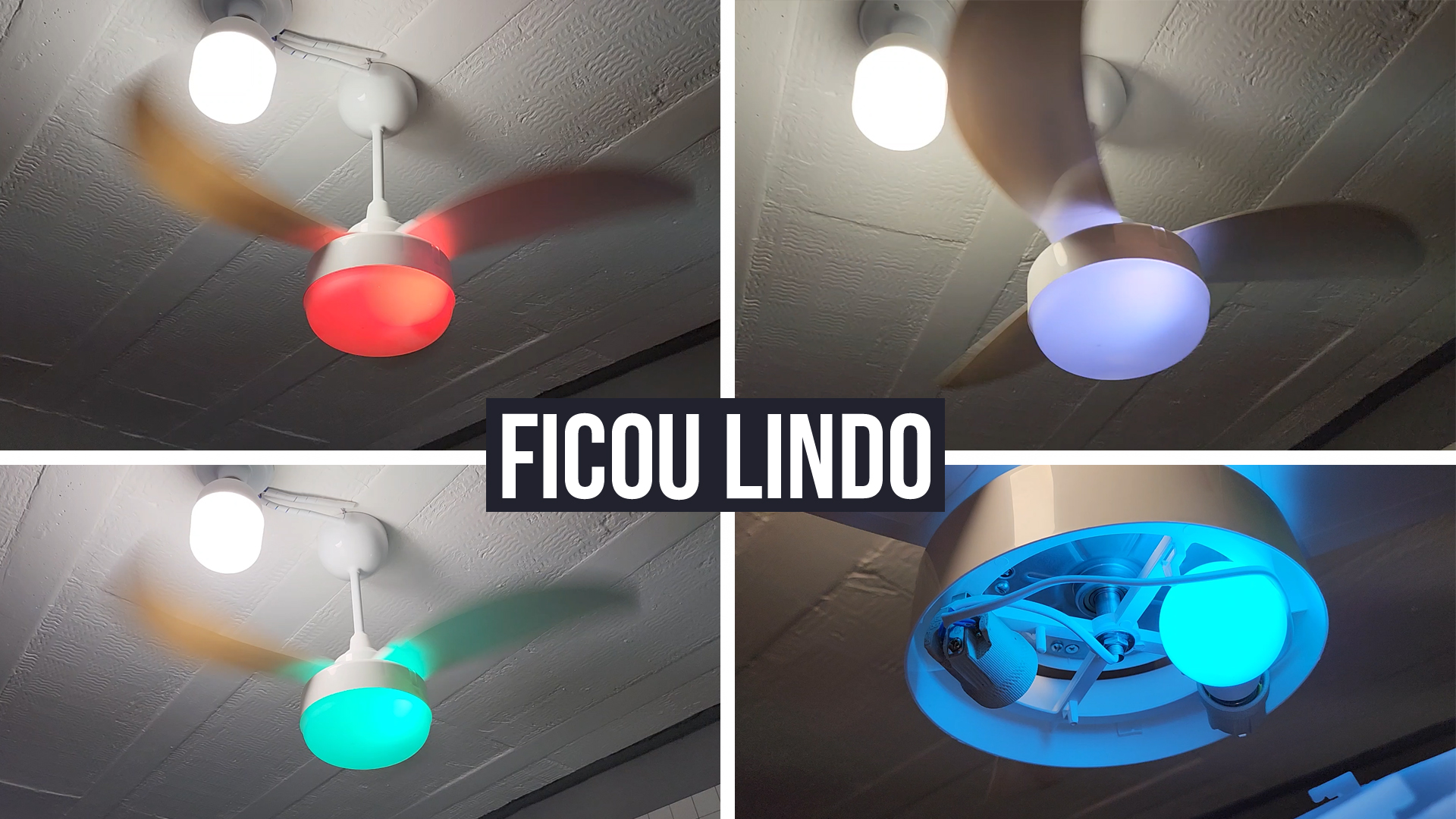✨ O VENTILADOR FICOU COLORIDO! COLOQUEI UMA LÂMPADA INTELIGENTE ALEXA NO VENTILADOR DE TETO