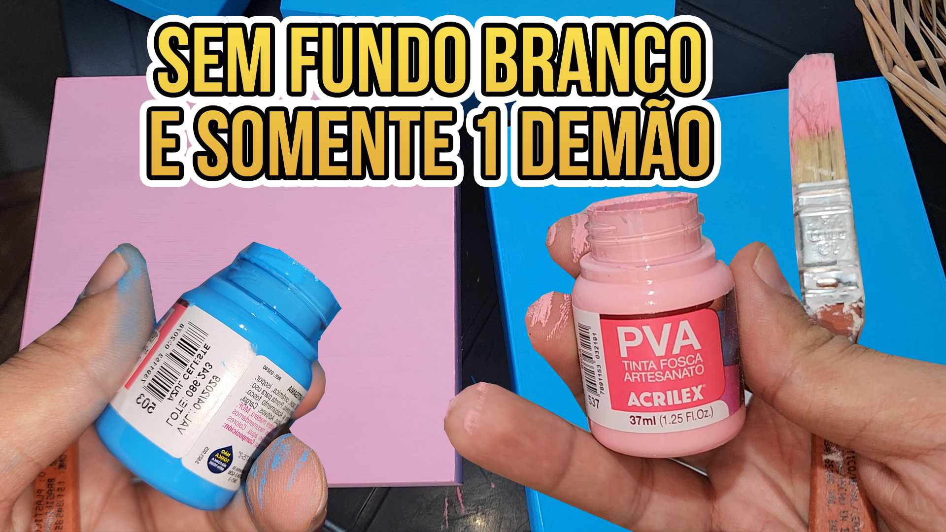 COMO FICA A COR DO ROSA E AZUL CELESTE NO MDF SEM FUNDO BRANCO – TINTA PVA ACRILEX